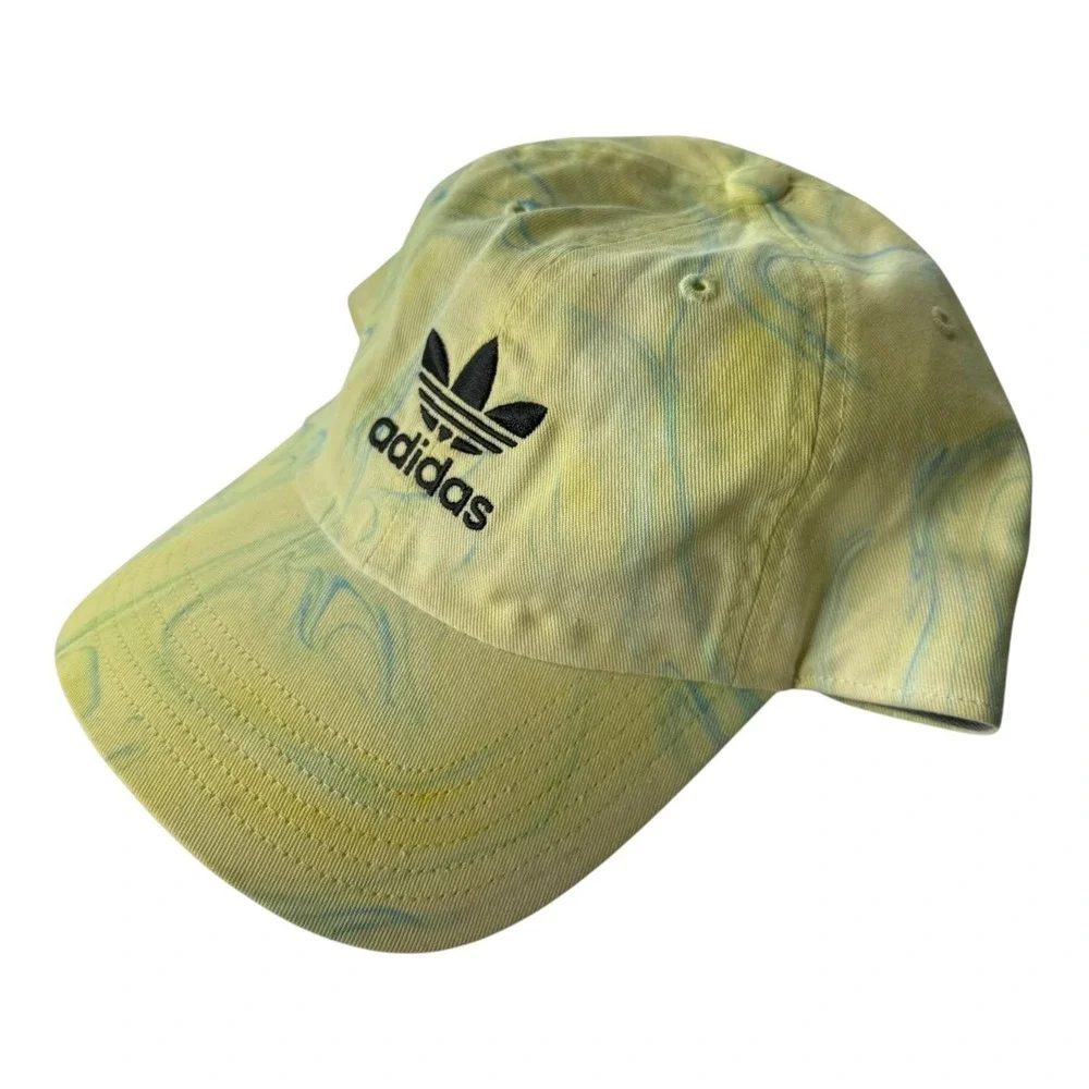 Adidas Originals Marbled Yellow Blue Trefoil Dad Hat Adjustable Cotton Cap